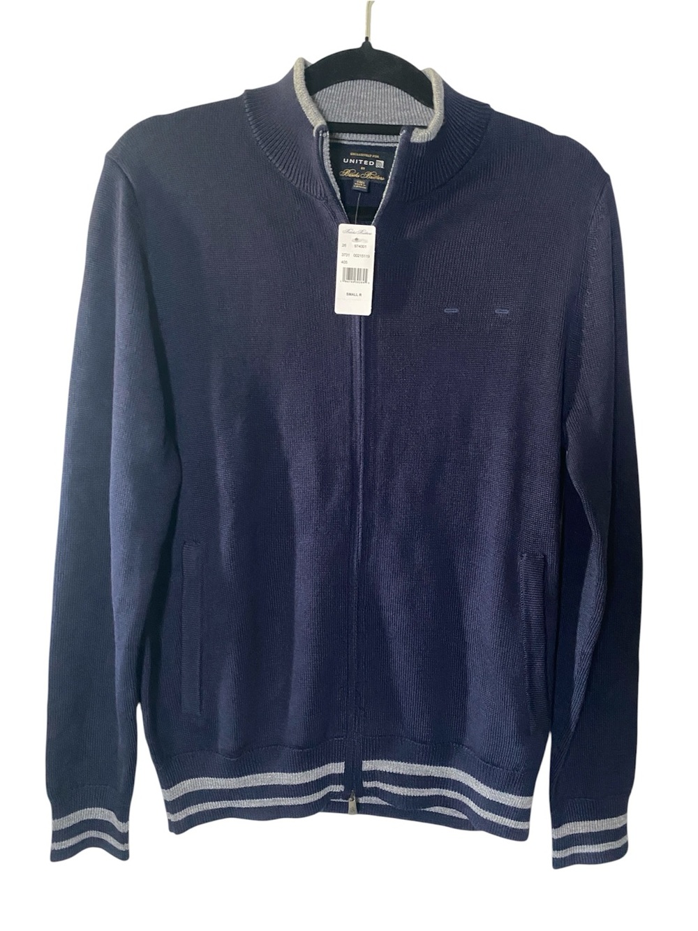 Brooks Brothers for United Airlines Full Zip Sweater NWT Small Regular Navy Blue